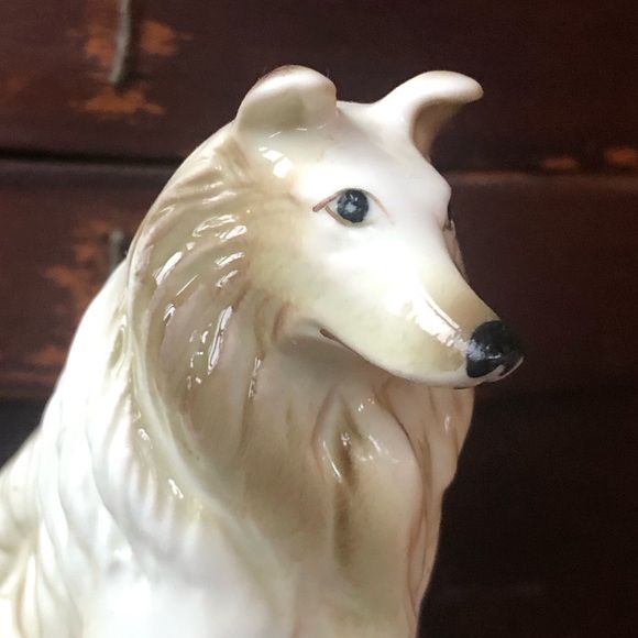 VINTAGE Rough Collie Dog Figurine Collectible/ Cake Top- Hand Painted Bone China - Picture 6 of 14